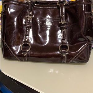Authentic Coach bag, brown pattern leather.